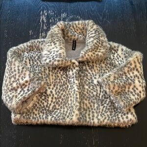 Marc Cain Gray Faux Fur Trim Jacket